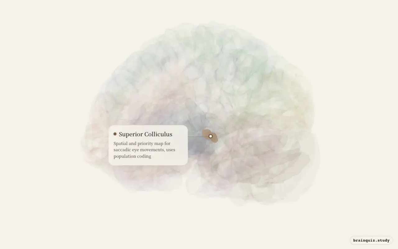 Superior Colliculus on the Brain Atlas 3D brain, seen from angle 3